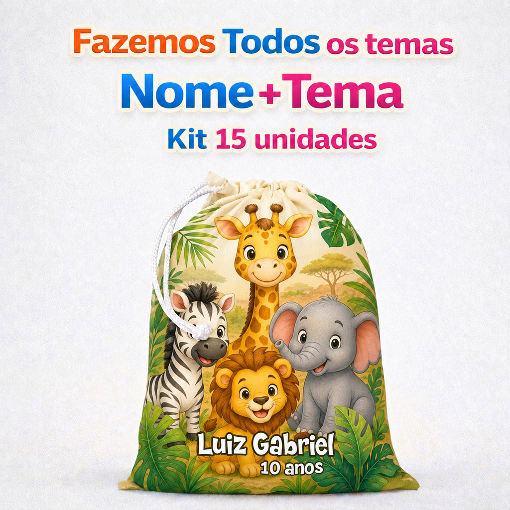 Kit 15 Sacolinhas Surpresa Personalizadas  Qualquer Tema | Lembrancinha Infantil Festa Aniversario Saquinhos