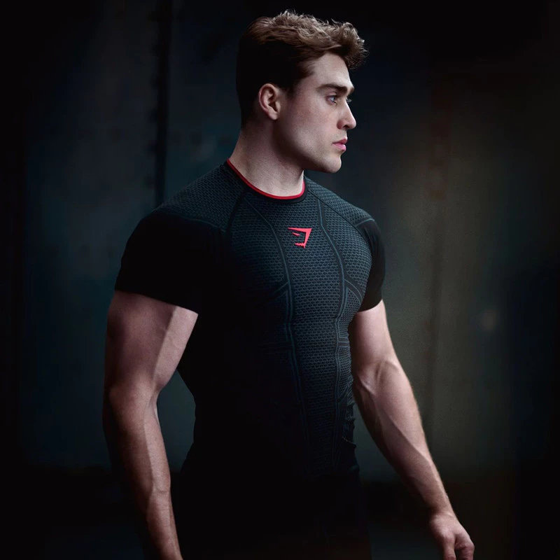 Camiseta Esportiva Elástica Fitness Masculina Apertada Confortável Casual Treinamento Academia Manga Curta Top — imagem 1