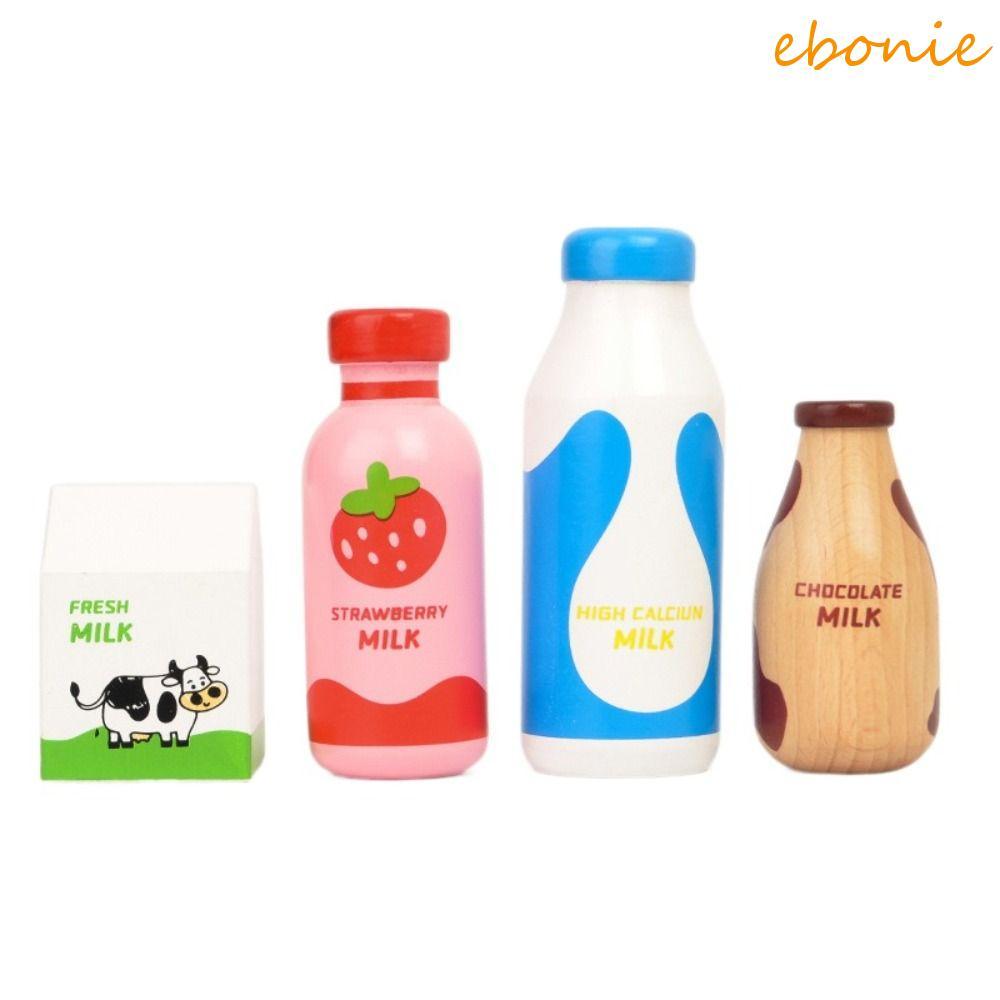 Brinquedos De Comida De Cozinha EBONIE , Brinquedo Educacional De Garrafa De Bebida De Leite De Morango , Simulação