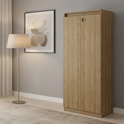 Armário para Escritório com 2 Portas com Chave ME4151 Tecno Mobili Marrom Amêndoa
