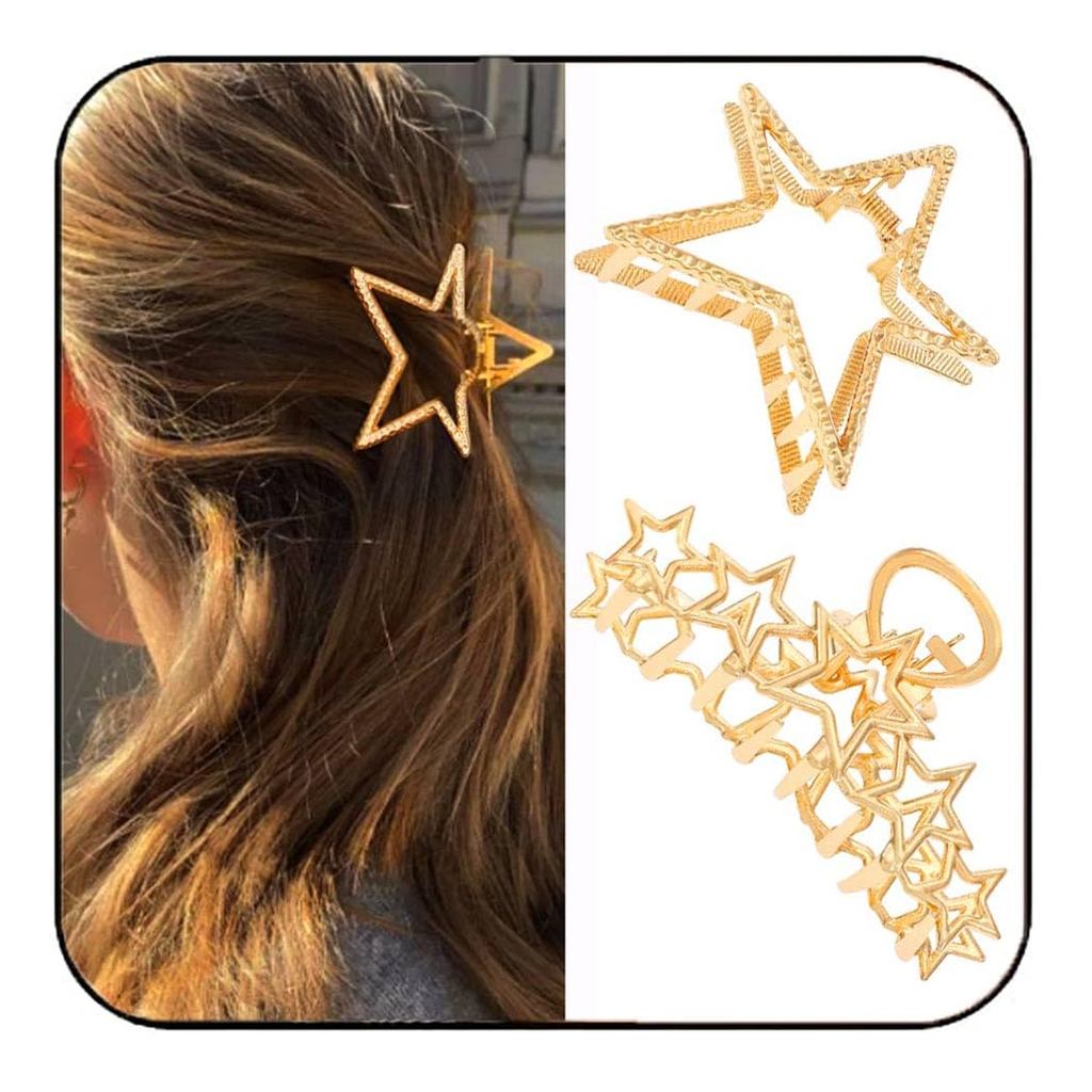 Clipes de Cabelo Casdre Star, Presilhas de Metal Douradas, Clipes Médios para Cabelo, Acessórios para Mulheres (Pacote c