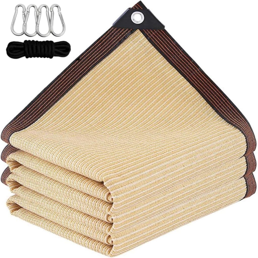 Toldo de Lona com Rede de Sombra Criptografada Engrossada, Cantos Reforçados, Proteção UV para Área Externa