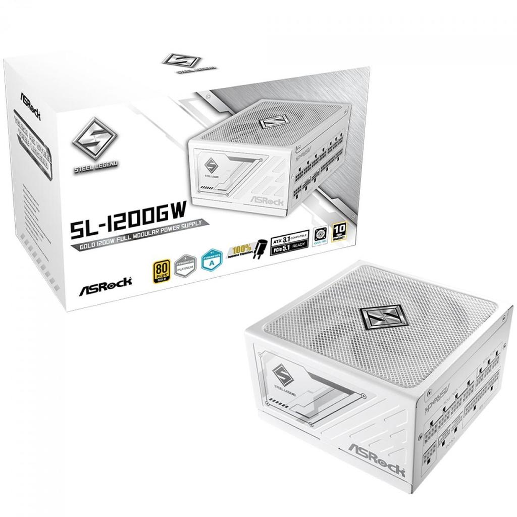 Fonte ASRock Steel Legend White, 1200W, 80 Plus Gold Cybenetics Platinum Full Mo