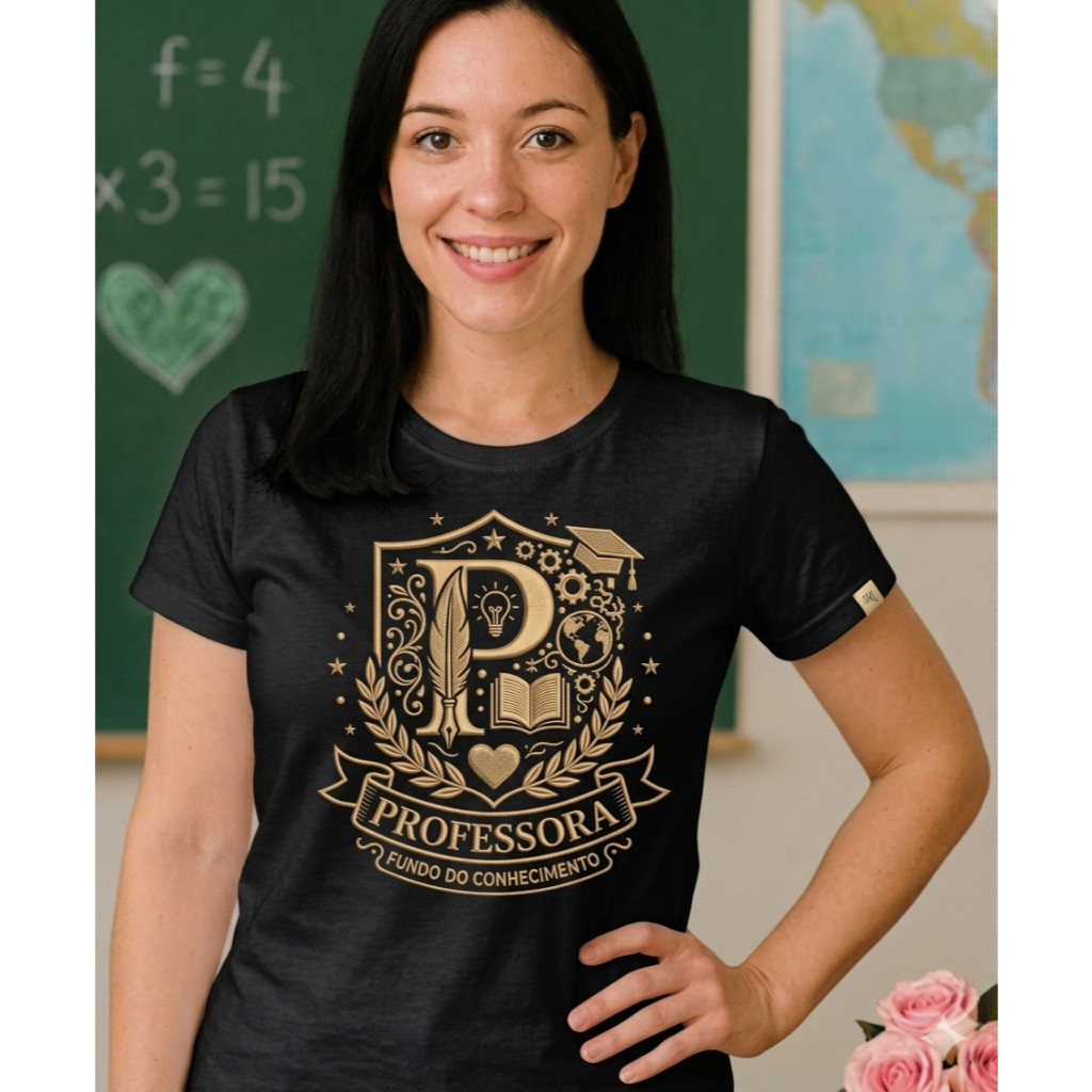 Camiseta Feminina Professora T-shirts Algodão Premium Educação Infantil Pedagogia TIa Profissão Confortável