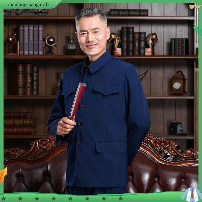 Zhongshan terno masculino terno idosos zhongshan terno primavera outono roupas idosos jaqueta pai roupas vovô roupas à m