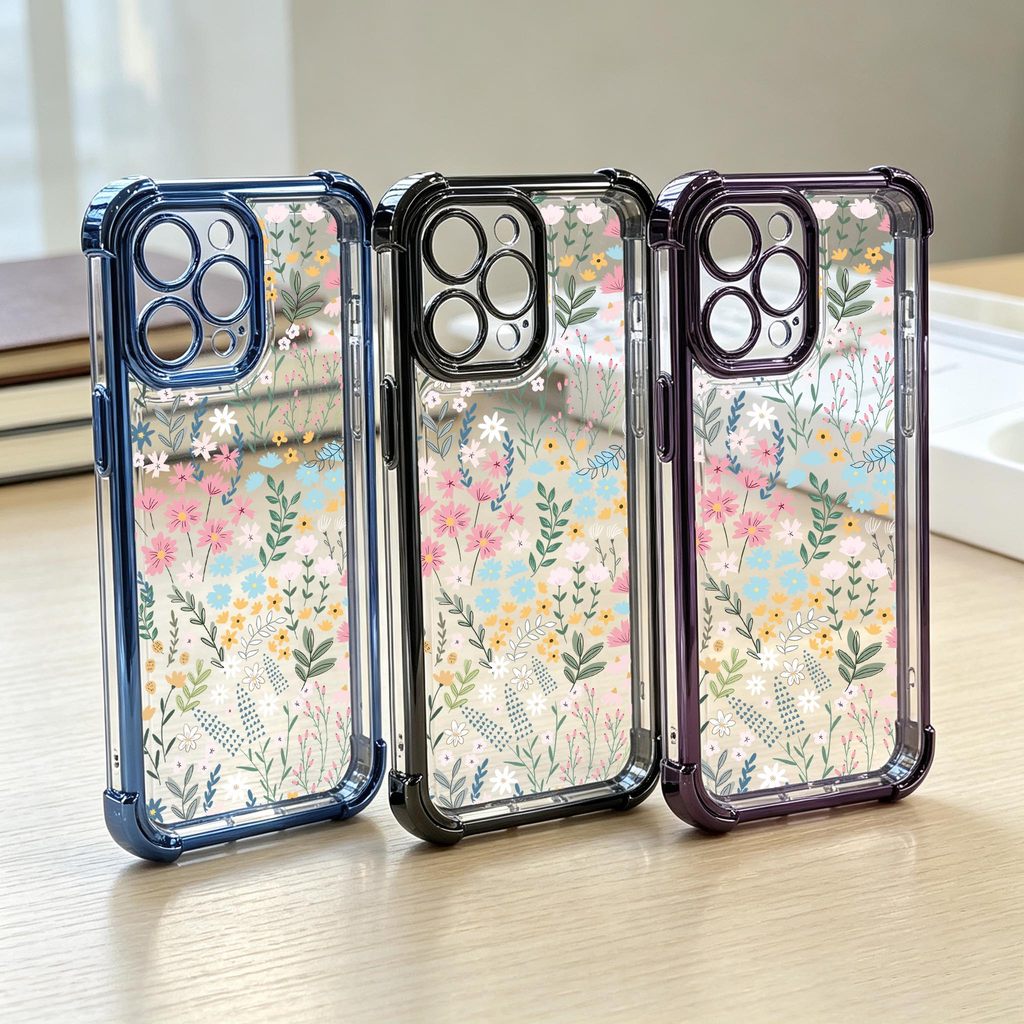 Capa Colorida Galvanizada Com Folha De Flor Pequena Para Samsung Galaxy S26 S25 S21 Ultra S24 S23 S22 S21 Plus S24 FE S2