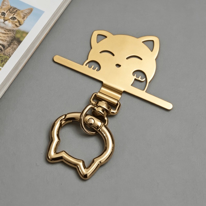 Patch De Clipe De Cordão De Telefone De Aço Inoxidável De Gato Fofo 360 ° Capa Rotativa Pendurada Corda Snap Destacável