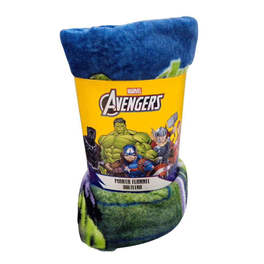 Cobertor Manta Solteiro Marvel Avengers Vingadores Soft Microfibra 1,50x2,20m