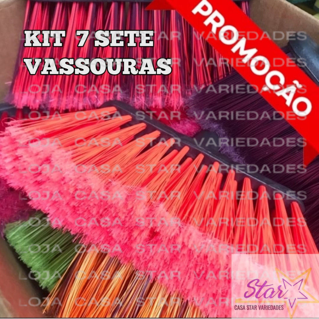 KIT 7 VASSOURAS vassoura light sem capa sem cabo condor