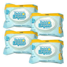 KIT 4 PACOTES LENCOS UMEDECIDOS BEBE LIMPINHO c  140 UNID TOALHA UMEDECIDA