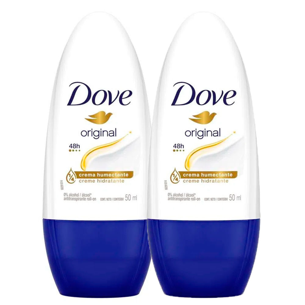 Kit 2 Desodorante Antitranspirante Roll-on Dove Original 50ml