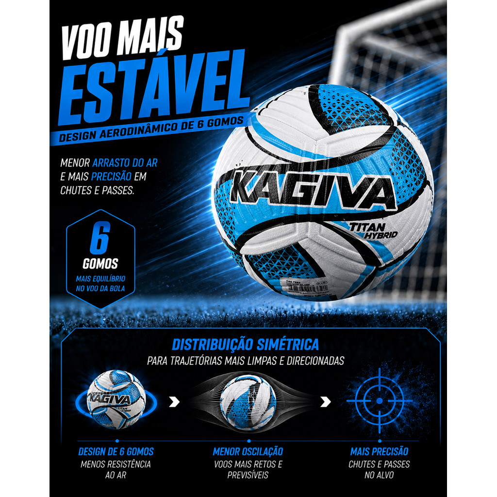 Bola de Futebol Campo e Society Kagiva Usee Brasil Titan Hybrid