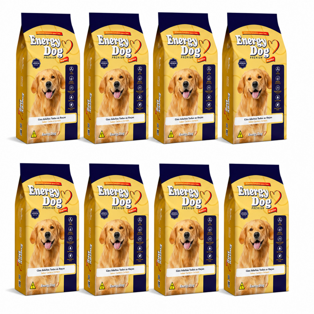 Kit 8 Ração para Cães Adultos Energy Dog Proteína 1kg