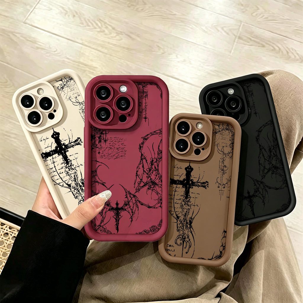 Escuro Gótico Cruz Marca Impressão Capa De Silicone Para Samsung Galaxy A57 A37 A27 A55 A56 A36 A26 A35 A15 A16 A54 5G C