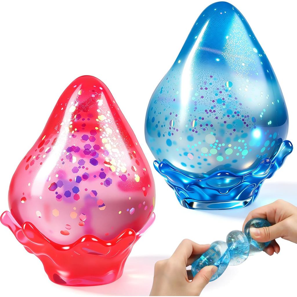 2 Brinquedos Squishy em Forma de Gota de Água, Brinquedos Sensoriais Antiestresse para Alívio da Ansiedade e Estresse, B