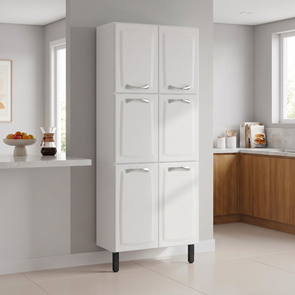 Paneleiro Duplo em Aço 6 Portas 195 x 80cm New Premium Itatiaia Branco Branco