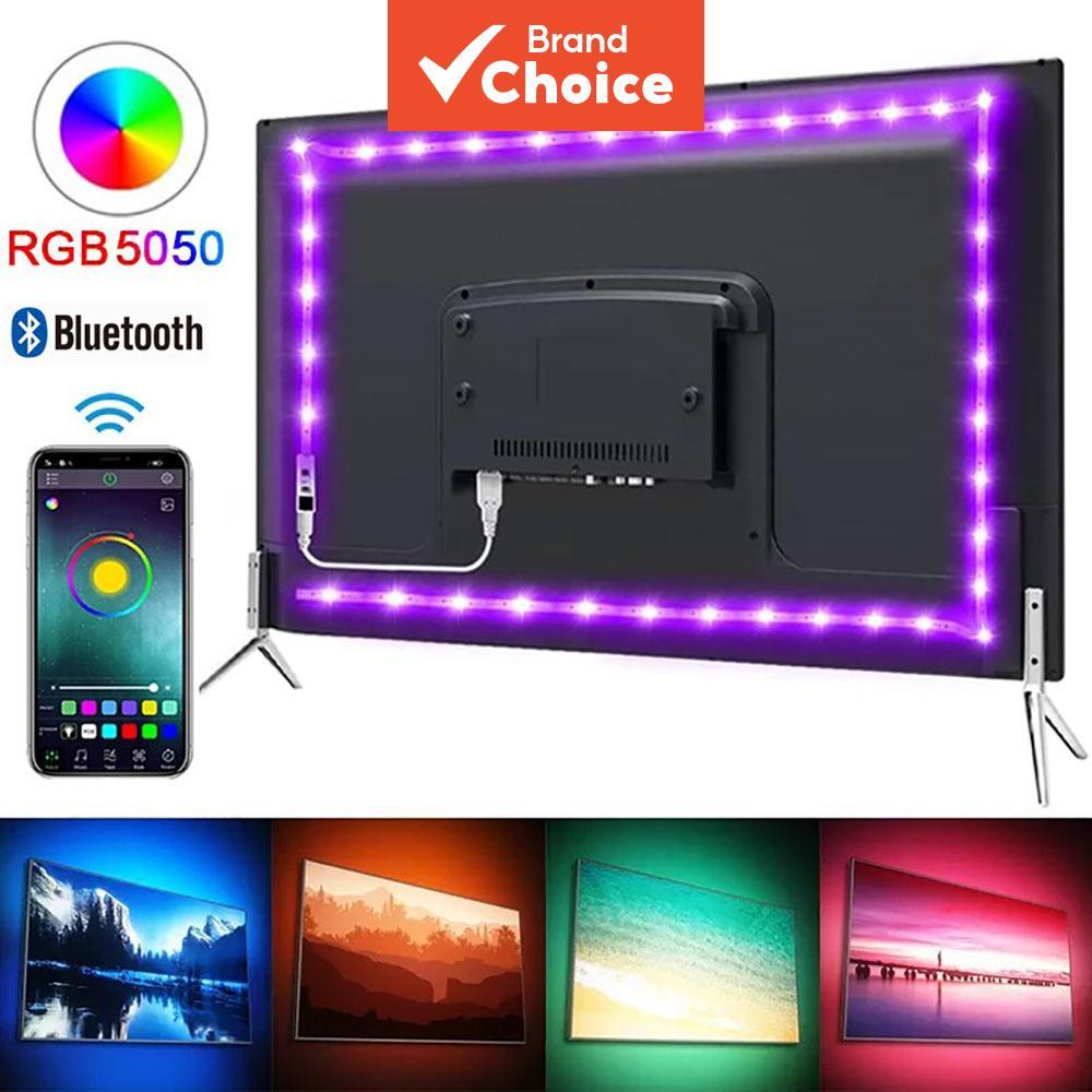 Fita de LED RGB AXUS 5050 SMD, flexível, autocolante, com Bluetooth para TV, funciona com app Tuya Smart Life