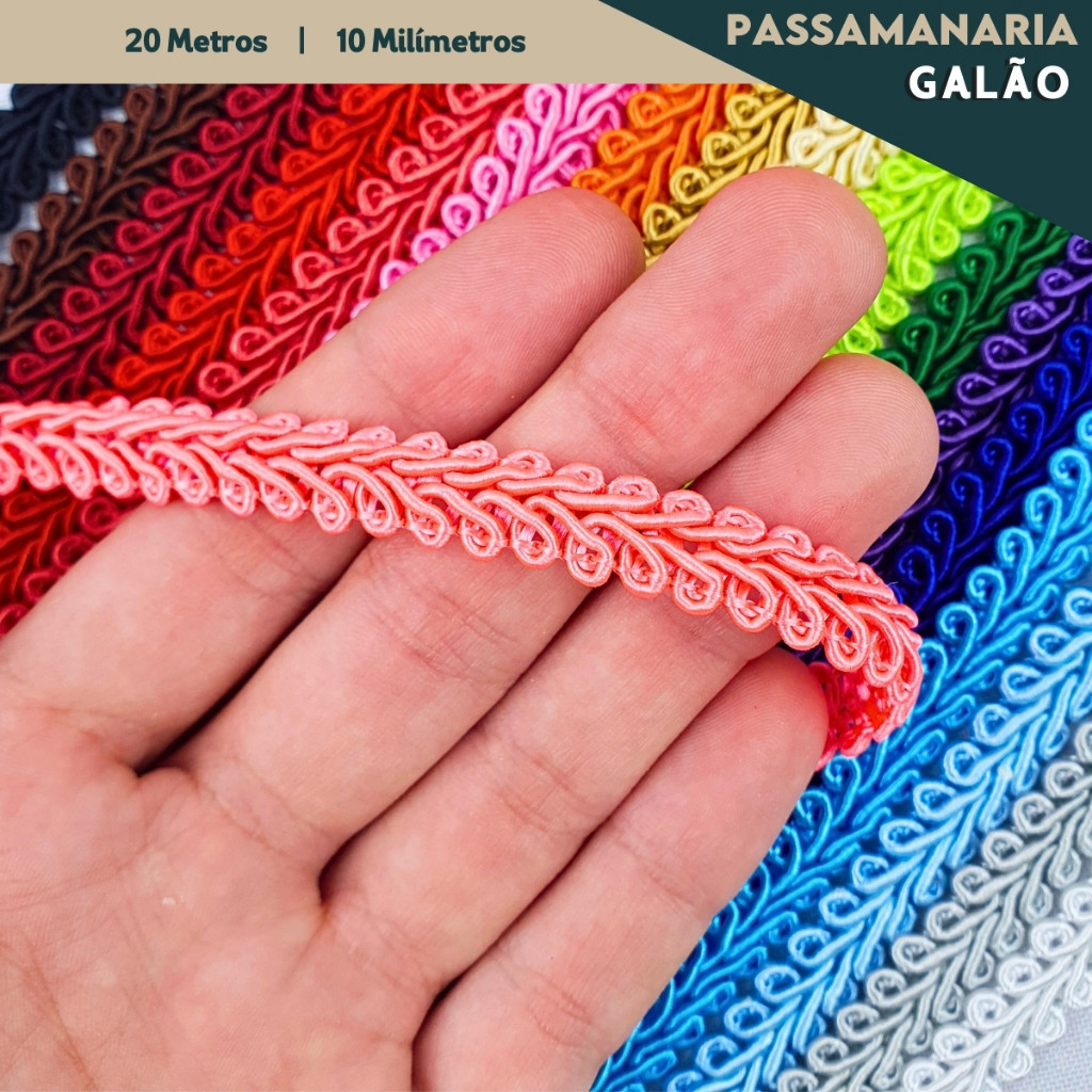 Passamanaria - Fita Galão 10mm - Rolo Com 20 Metros Várias Cores - 91- AV