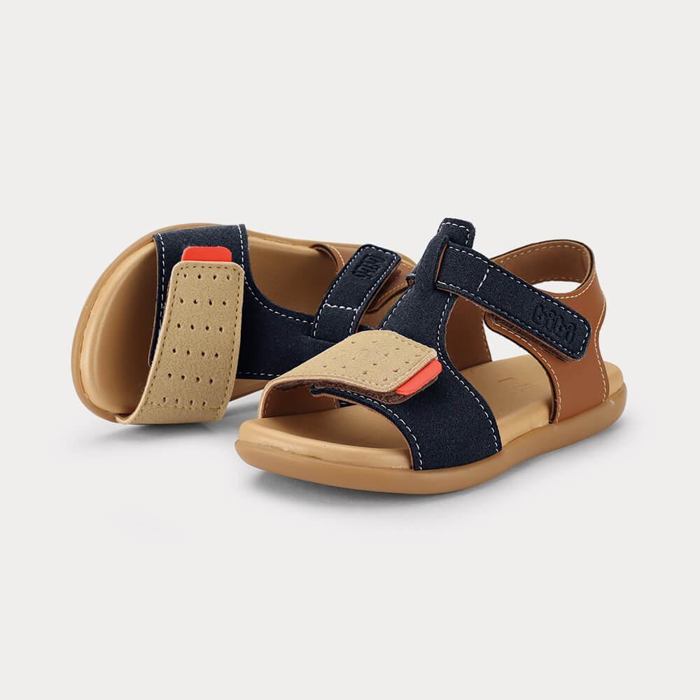 Sandália Infantil Bibi Baby Soft II Azul com Marrom — imagem 2 de 2