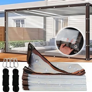 Cobertura Lona Impermeável Transparente Cantos Reforçados Borracha Proteção Contra Chuva Sol Ambiente Externo