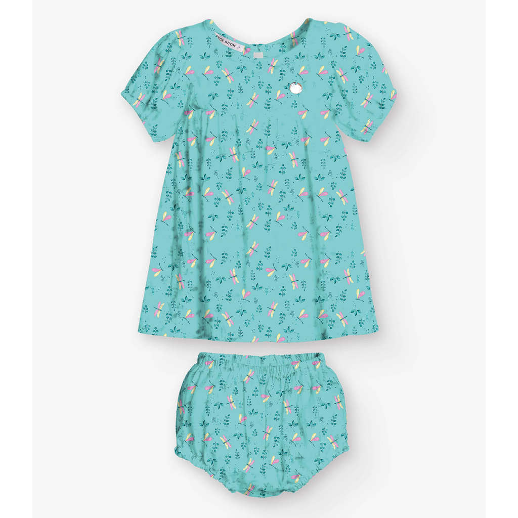Vestido com Calcinha Menina Trick Nick Azul