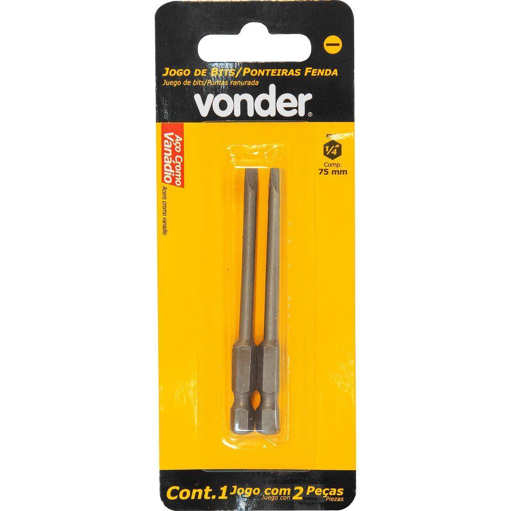 Jogo Bits Ponteiras Fenda Encaixe Sextavado 1/4 4mmx75mm Vonder · foto 2