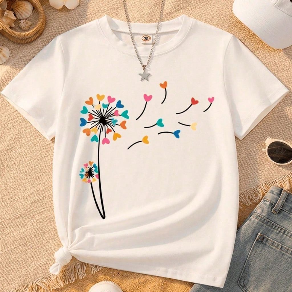 Camiseta infantil Estampado Pequenos Corações - Estampas Exclusivas Para Criança 100% Algodão