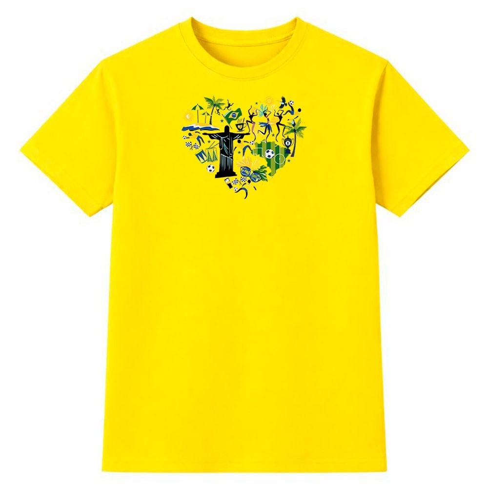 Camiseta Feminina 100% Algodão Camisa Brasil Copa do Mundo Seleção Brasileira Futebol Casual Dia