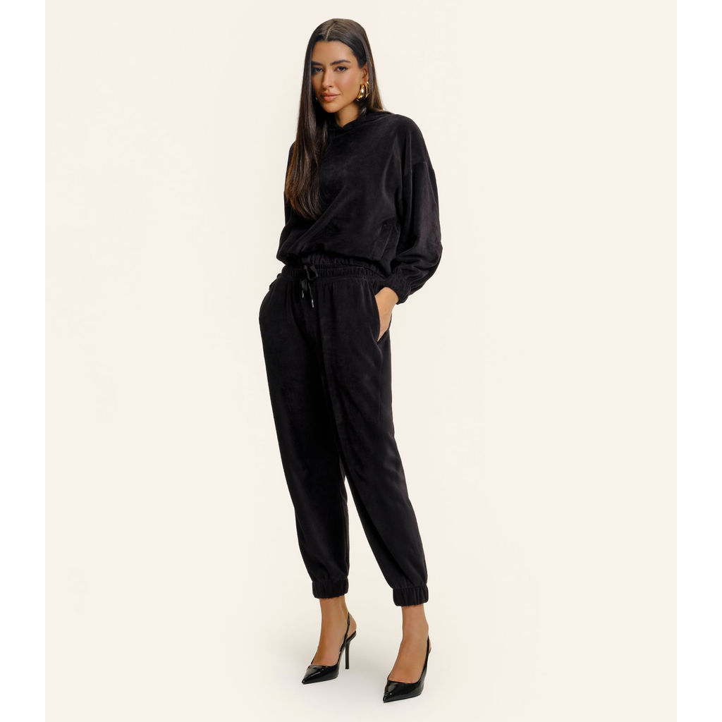 Conjunto Blusão Com Calça Endless Plush Feminina Preto