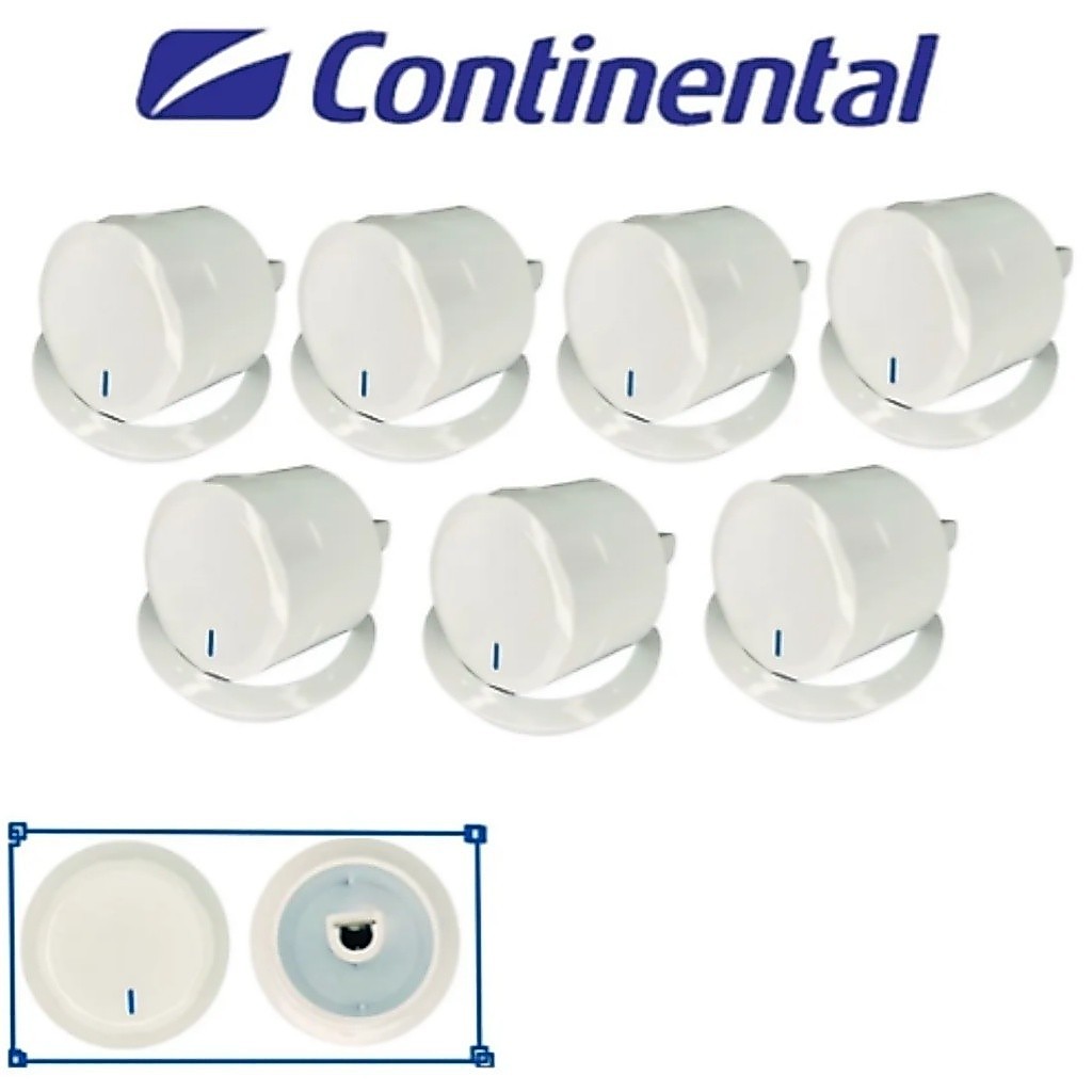 Botão Fogão Continental Branco Com Moldura Kit 7 Peças