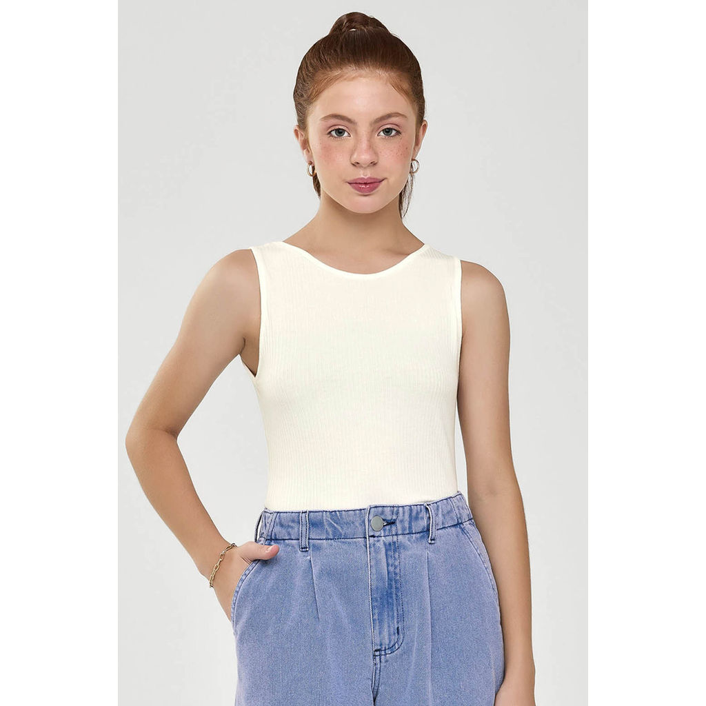 Body Juvenil Menina Canelado Beats Bege