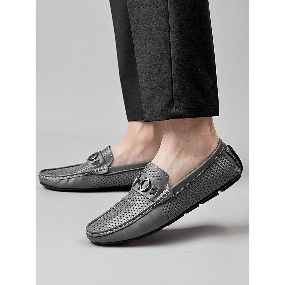 Sandálias de verão sapatos masculinos sandálias perfuradas sapatos de couro masculino couro genuíno respirável sapatos d
