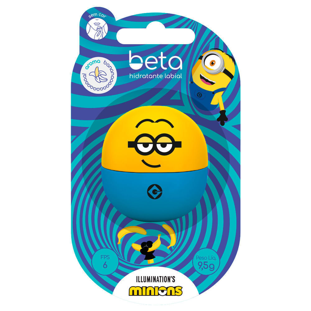 Hidratante Labial Beta Illumination's Minions Banana Sem Cor FPS 6 9,5g