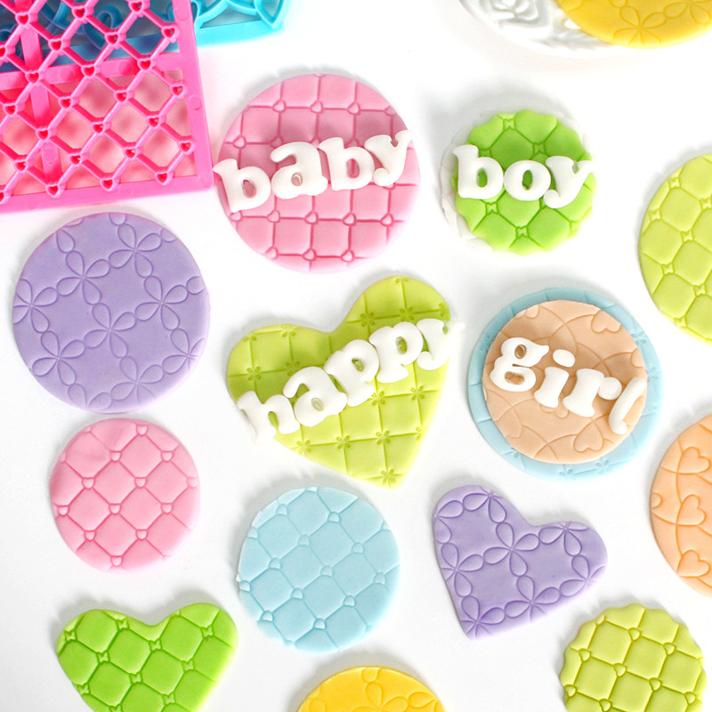 Molde de impressão de textura Quyi, molde laminado para Fondant, nome, sombreamento, biscoito, trevo de quatro folhas, a