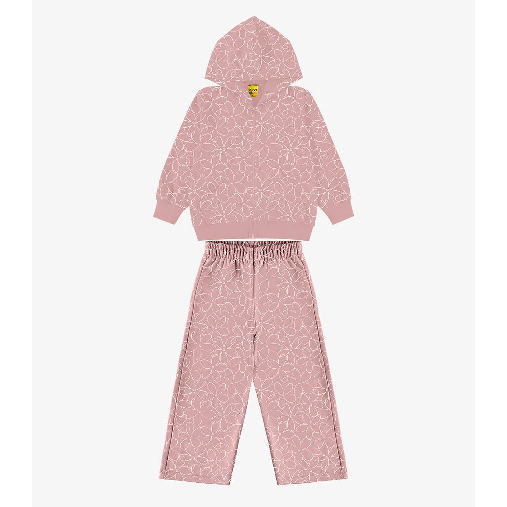 Conjunto Jaqueta com Calça Menina Rovi Kids Rosa