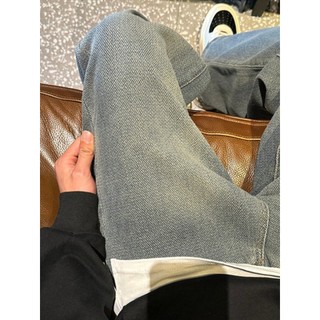 Gordo personalizado 145kg tamanho grande primavera verão Retro simples solto areia lavagem Jeans calças cônicas ligeiram