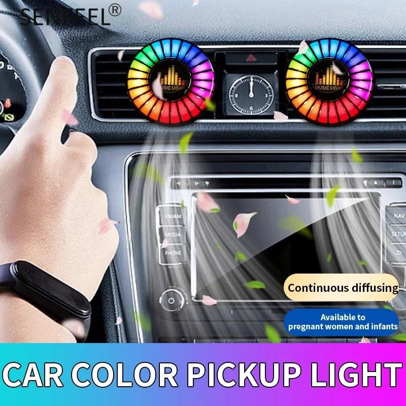 Música Do Carro Ritmo Lâmpada Ambientador RGB LED Tira Controle De Som Voz Atmosfera Luz 256 Cores Opção App
