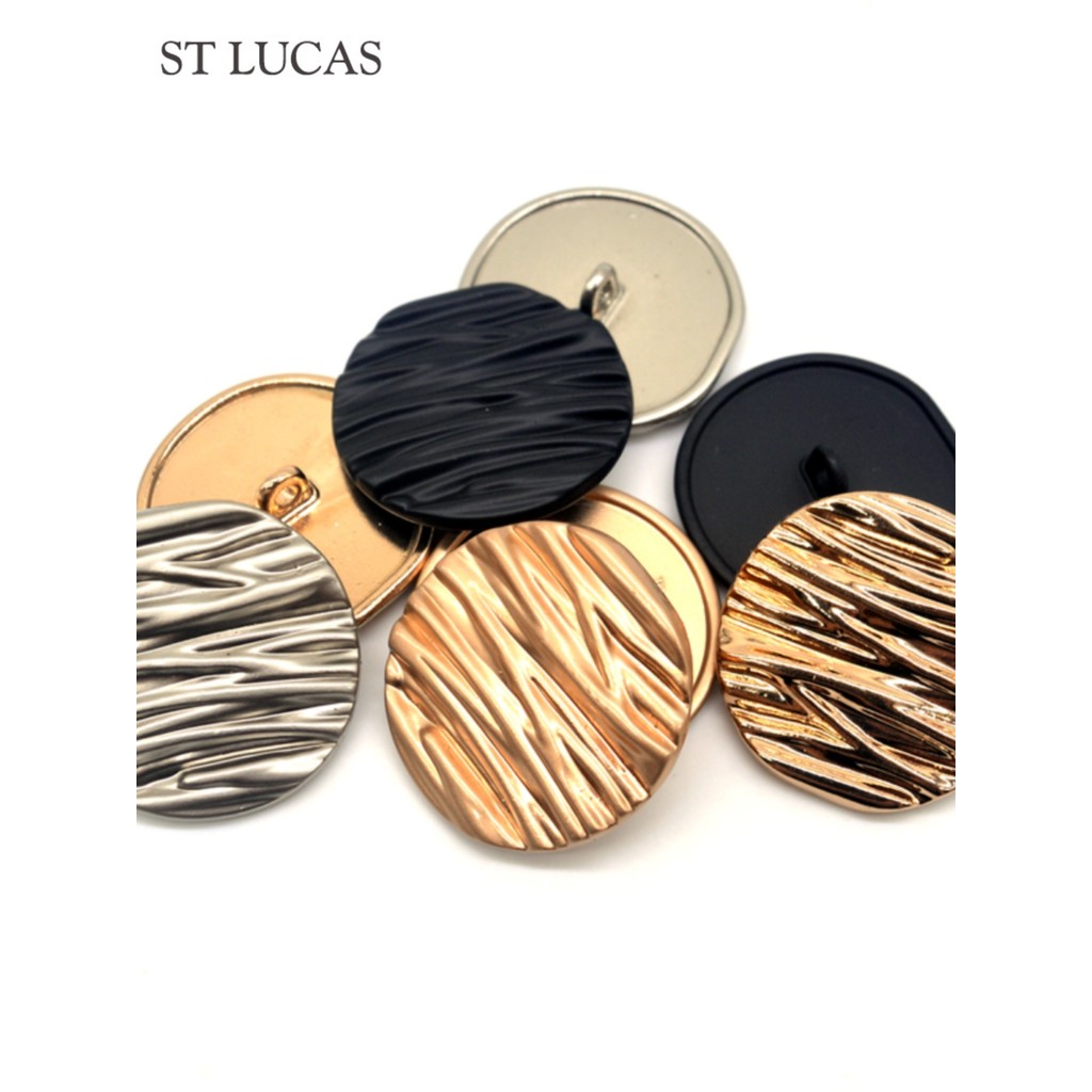 Botão de Metal listrado tridimensional casaco botão moda camisola blusão botão dourado acessórios de roupas 25MM