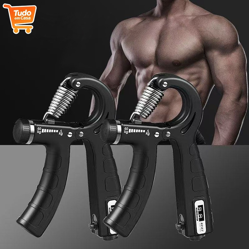 Hand Grip Flexor De Punho Exercício Para Mãos Ajustável Mola Treinar Antebraço 60kg Mão Com Contador