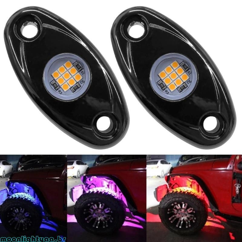 moonlightyaa1 Universal LED Rock Lights 9 LEDs Underglow Acessórios Para Automóveis Captadores De Caminhão Carro ATV UTV