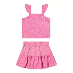 Conjunto Infantil Menina Floral Perolado Elian Rosa