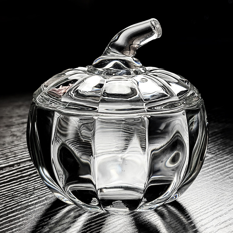 Frasco de vidro de cristal com tampa, jarra de açúcar em forma de abóbora, prato de frutas, sobremesa, prato de frutas, 