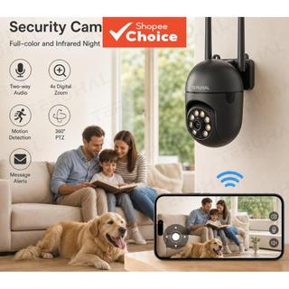 Câmera de segurança externa à prova d'água, câmera WiFi 2.4 de alta definição, com visão noturna, detecção de movimento,