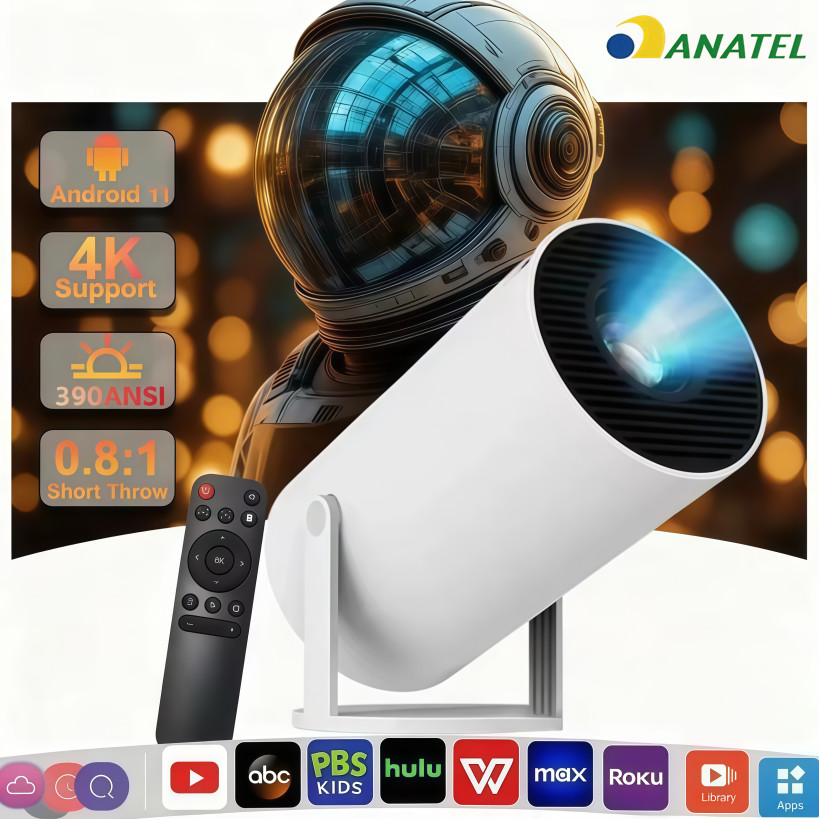Projetor 4K HD 150 Polegadas Celular, Tv B0x, Xbox, PS, Pc, Wifi e Bluetooth HY300 Magcubic 110/220 AIRER.BR