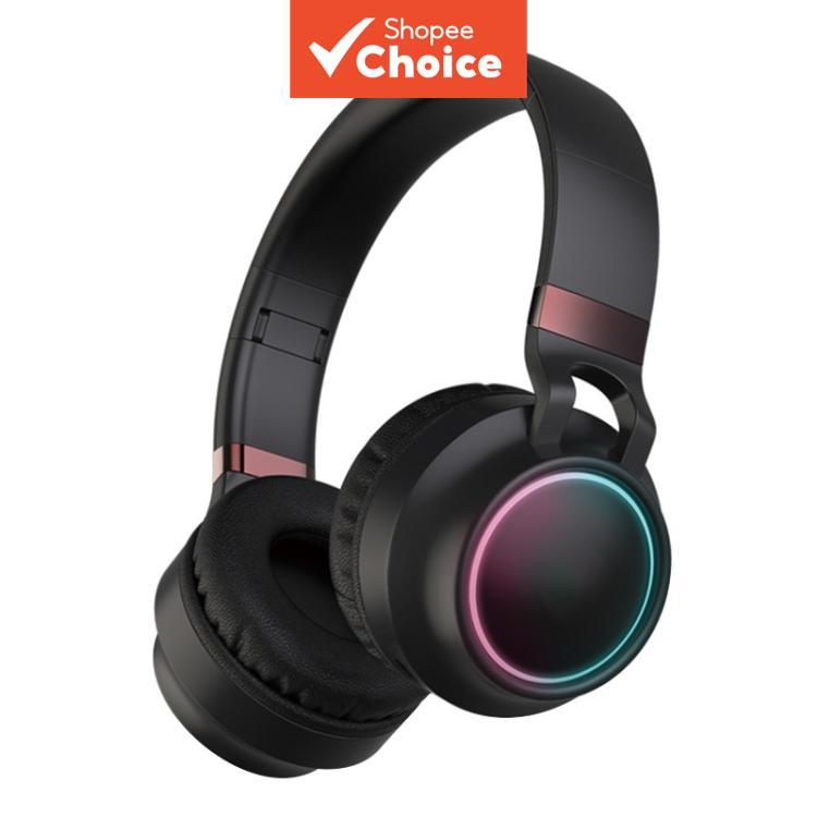 BD01 Fones De Ouvido Coloridos LED Bluetooth 5.0 Dobráveis Som Estéreo HiFi Sem Fio Com Microfone Suporte Para Cartão TF