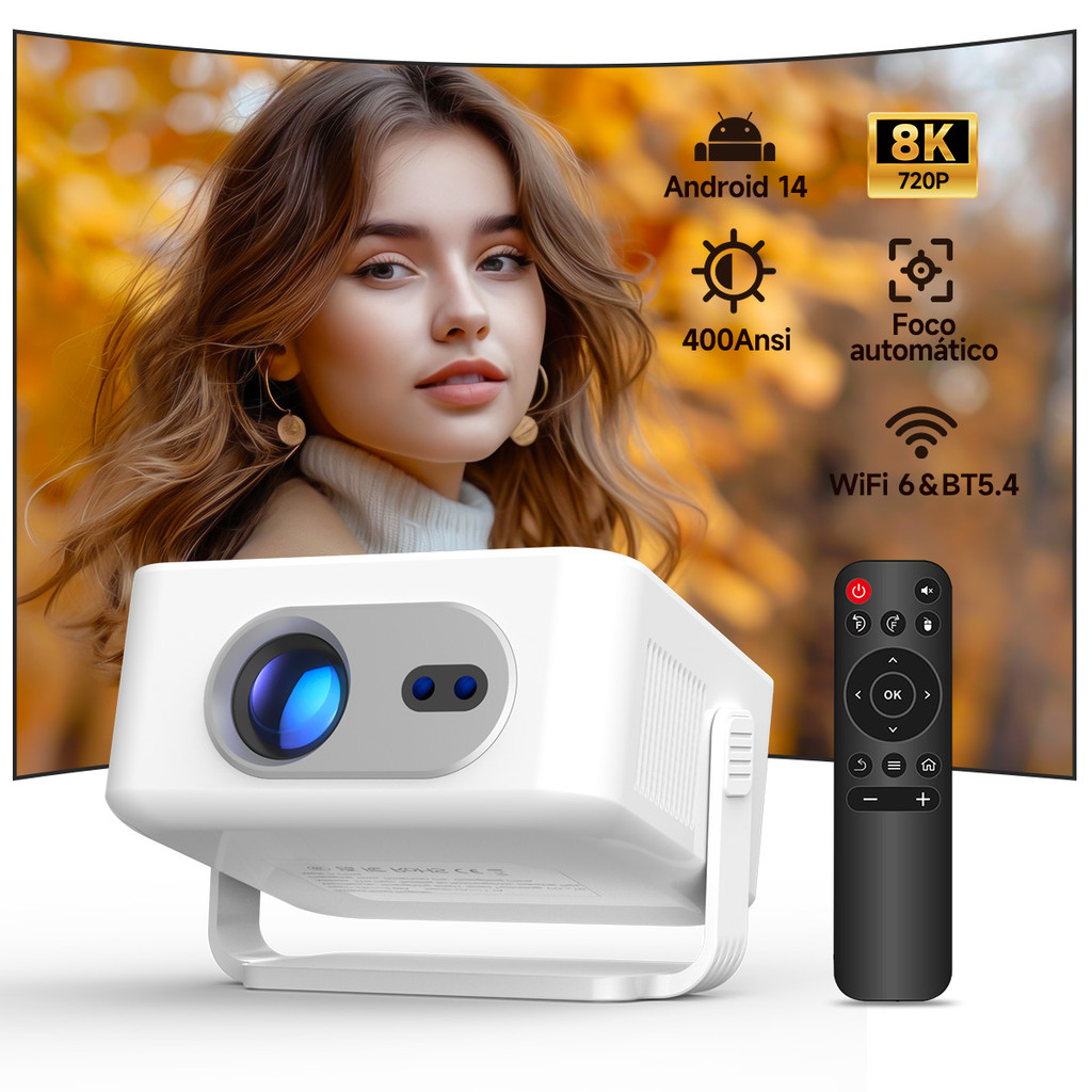 MAGCUBIC HY300Max Projetor 400ANSI 1080P Suporte Android 14 Foco Automático WiFi 6 BT5.4