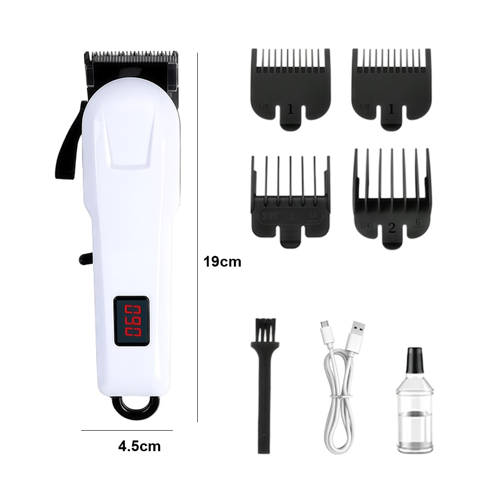 Maquina de Cortar Cabelo Profissional Recarregavel Display Digital Sem Fio Portátil