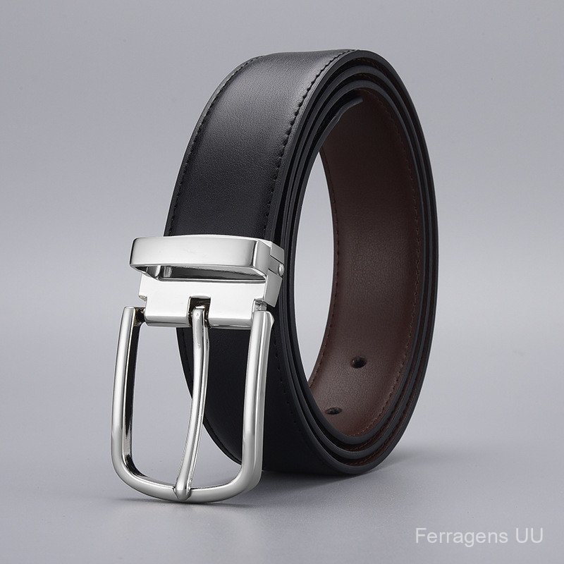 Cinto de Couro Genuíno Masculino IPLS com Fivela de Clipe, Cinto de Cintura Masculino com Fivela de Dois Níveis em Couro