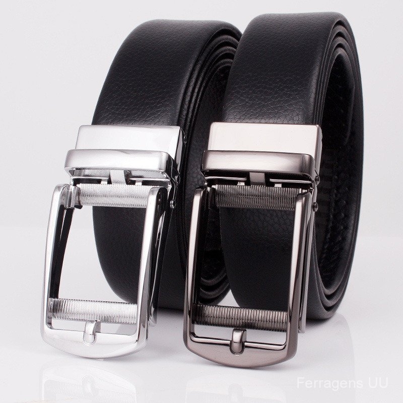 Cinto Masculino AUT5 com Fivela Automática, Cinto de Couro Sintético com Fivela de Pino, Cinto Masculino de Couro Genuín