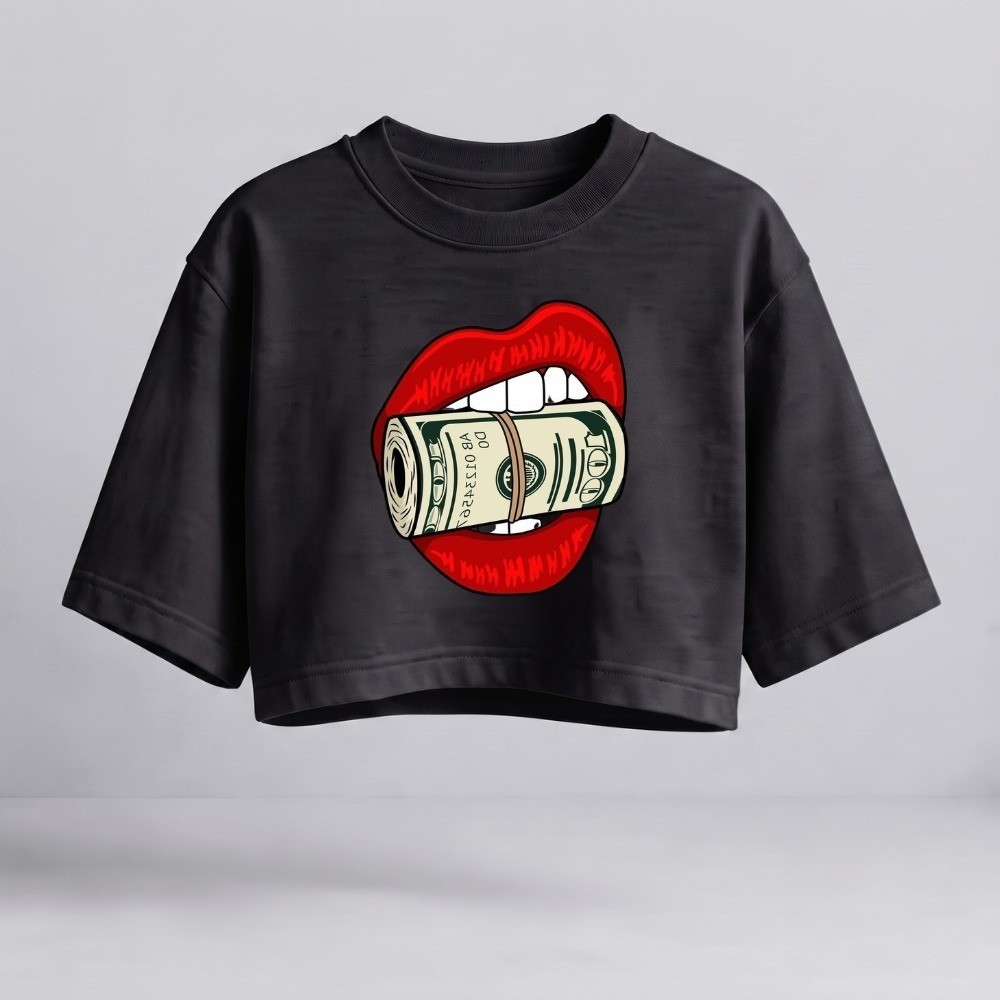 Cropped Oversized Feminino Estampado Algodão Camiseta Feminina Blusa Academia Treino Casual Streetwear Dia a Dia